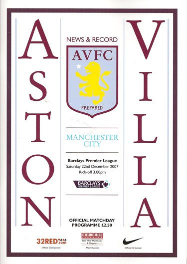 Aston Villa FC v Manchester City FC